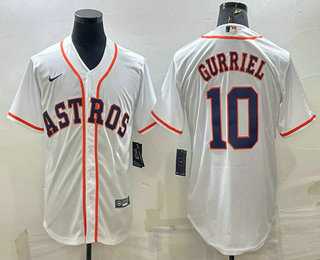 Mens Houston Astros #10 Yuli Gurriel White Stitched MLB Cool Base Nike Jersey